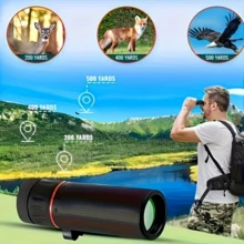 10X25 High Power Monocular Telescope - Durable Rubber Lightweight Design, Fixed Focus, Ergonomic Grip - Suitable For Hiking, Camping, Bird Watching, Hunting, Fishing (Black), Camping Essential, Portable Optical Instrument, Easy Storage Box - Multicolor - View 5