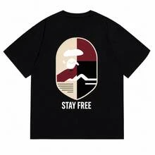 Men's Classic Logo Tee - Plaid Check Ape Head Graphic Cotton T-Shirt - Unisex - 樣式4 - 查看 1