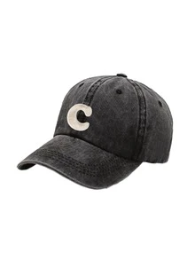 1pc Fashion Black 26 Letter Patch Minimalist Duck Bill Cap, Curved Brim Dad Hat, Outdoor Adjustable All-Season Face-Slimming Versatile Baseball Cap - Black - View 24