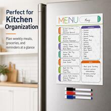 Magnetic Erasable Whiteboard Fridge Sticker - Weekly Planner And Organizer, Includes Grocery List, Meal Plan And Kitchen Fridge To-Do Section - Multicolor - View 11