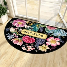 1pc Vibrant Bohemian Mandala Entry Mat - Washable, Lightweight Durable Polyester Doormat, Colorful Floral And Bee Semi-Circle Design, Perfect For Indoor/Outdoor Use, Entry Mat | Bohemian Style Mat | Machine Washable Mat, Washable Area Rug, Home Decor Carpet - Multicolor - View 18