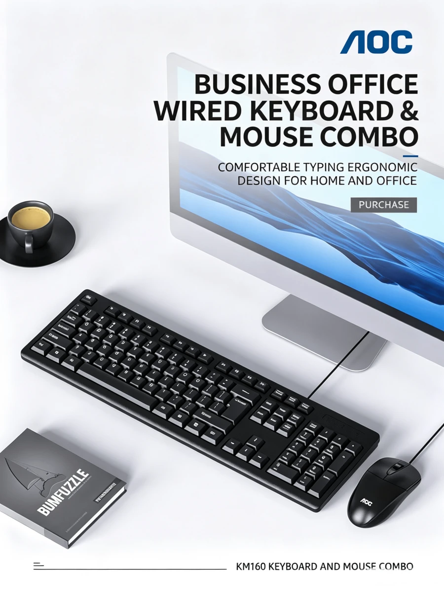 AOC KB161 Wired Keyboard USB For Laptop Desktop Business Office Portable Universal Keyboard - View 1