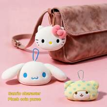 Authentic Sanrio Plush Coin Purse - Cinnamoroll/Hello Kitty/Marumofubiyori - Soft Fluffy Zipper Wallet, Can Hold Coins, Cards And Keys - Fun Collectible Plush Accessory Toy, Suitable For School, Travel And Daily Use, Perfect Gift For Fans, Great Choice For Holiday Gifts - Multicolor - View 3