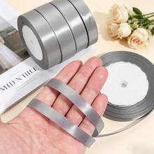 1 Rollo de Cinta de Satén de Poliéster para Cajas de Regalo, Cajas de Caramelos, Decoración de Flores, Material DIY de Rosas Hechas a Mano, Cinta para Envolver Regalos de Vacaciones (Teñida a Máquina, Ligera Diferencia de Color) - gris - Ver 6