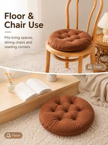 Round Thickened Floor Cushion, Quilted Tatami Seat Pad, Can Be Used For Chair And Back Support, Multi-Functional Chair Pad, Suitable For Home, Office, Dorm, Student Desk, Dining Chair, Meditation, Reading Corner, Bedroom, Living Room, Balcony And Modern Home Decor - Multicolor - View 4