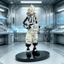 Wuthering Waves Rudo Figure, White-Haired Workwear Boy Game Character Desktop Collectible Display, Black And White Techwear Style Male PVC Static Model, Standing Pose Figure With Tech Backpack, Anime PC Case Decor Doll, Rudo, Gachiakuta, White-Haired Techwear Boy, Black And White Colorblock High-Neck Vest, Beige Multi-Pocket Workwear 3/4 Pants, Yellow Armband With Waist Hose Equipment, Black Oval Reflective Base, Cyber Wasteland Manga Merchandise - Multicolor - View 10
