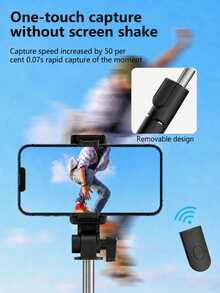 1pc Multifunctional Phone Selfie Stick, Foldable Tripod Integrated Structure, Equipped With Bluetooth Remote Control, Supports Horizontal And Vertical View Switching, Compact And Portable, Outdoor Travel Short Video Live Streaming Support Stand - one-size - View 2
