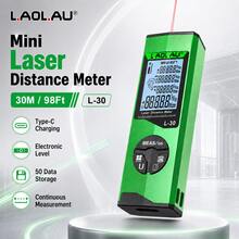 L.A.OL.A.U L.AOL.AU 新款家居裝飾雷射測距儀 30m / 50m 可選 Type-C 充電式 高精度多模式測量 50 組數據儲存 電子角度 (僅限 50m 型號) 迷你便攜式裝修測量工具 - 薄荷綠 - 查看 2