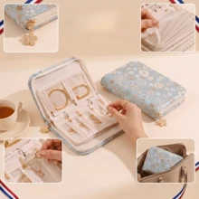 1pc Embroidered Jewelry Organizer Pouch - A Portable, High-Capacity Fabric Bag With Anti-Tarnish Protection. Ideal For Storing Gold And Silver Accessories, This Organizer Features Multiple Layers And Smart Compartments - Multicolor - View 4