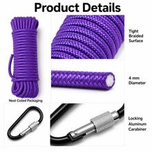 Tali Paracord 4mm, Tali Panjat Tebing dan Penarik Parasut Multifungsi untuk Aktivitas Luar Ruangan, Perlengkapan Evakuasi dan Bertahan Hidup, Paracord Kepang Tangan - tali panjat + gesper - View 4