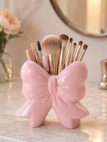 1/2 piezas Juego de cajas de almacenamiento de cosméticos con forma de lazo, soporte para brochas de maquillaje adecuado para tocador, dormitorio, baño, decoración del hogar linda, regalo para damas y amigas, decoración de sala de maquillaje, bolsa de maquillaje, artículo de viaje esencial - Multicolor - Ver 10