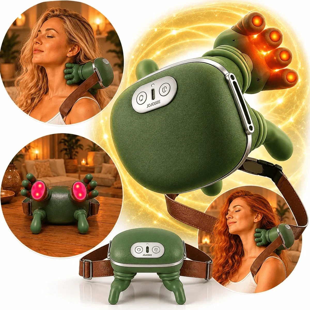 Massageador mao 3D pescoço ombro relaxante portátil recarregável alívio dores musculares lombar massagem profunda terapêutico anti estresse 3 intensidades vibração circulação conforto - Visão 1