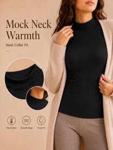 2pcs Women's Warm Base Layer Solid Color Crew Neck Long Sleeve T-Shirt, Soft Elastic Slim Fit Second Skin Basic Lightweight Outerwear Top, Suitable For Autumn - Multicolor - View 6