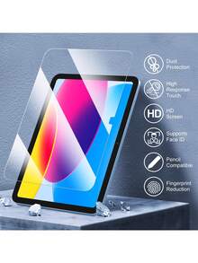 Yezodawee 3片裝 10代 10.9吋 2022 平板螢幕保護貼，鋼化玻璃膜，相容 Face ID 與 Apple Pencil，9H 硬度防刮 無氣泡 高清透明 疏油防指紋，可選配件，相容 Mini/Air/Pro 系列 - Clear 3pcs - 查看 4