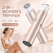 Electric Hair Removal Trimmer Dual Head Shaver Painless Bikini Legs Underarm Body Groomer Portable Rechargeable Cordless Wet Dry Use Razor Epilator - Multicolor - View 11