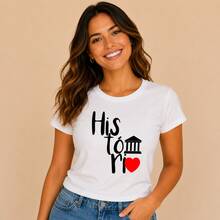 Camiseta História Feminina Baby Look Estica Blusa T Variados Tipos - HISTÓRIA 2 - Visão 1