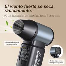 Soplador de polvo turbina portátil UTIEER recargable, ventilador de alta velocidad, incluye 7 accesorios: boquillas intercambiables y cepillos de limpieza, flujo de aire potente multiusos para automóvil, teclado, limpieza del hogar y actividades al aire libre - Negro - Ver 6