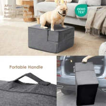 Dog Stairs For Bed 18" H, 4-Step Dog Steps For High Bed, Pet Steps For Small Dogs And Cats, Non-Slip Balanced Pet Ramp Indoor, Grey - Grey - View 3