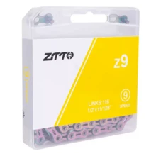ZTTO 9速自行車鏈條 116節，通用山地車與公路車替換鏈條，耐磨順暢換檔，適用27速自行車傳動系統，附快接扣 - 彩色 - 查看 4