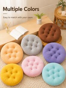 Round Thickened Floor Cushion, Quilted Tatami Seat Pad, Can Be Used For Chair And Back Support, Multi-Functional Chair Pad, Suitable For Home, Office, Dorm, Student Desk, Dining Chair, Meditation, Reading Corner, Bedroom, Living Room, Balcony And Modern Home Decor - Multicolor - View 6