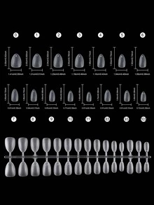 HOTWAY 450 Ultra Short Medium Ladder Oval Acrylic Matte Fake Nails, Square And Short Medium Almond, 15 Sizes, Coffin Shaped Nail Patch, Essential For DIY Care, Perfect Gift For Women, Birthdays, Festivals Or Any Special Occasion - Transparent Frosted White - View 12