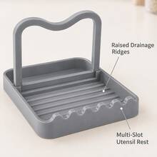 1pc Multifunctional PP Pot Lid Holder & Utensil Tray, Kitchen Countertop Spoon/Spatula/Ladle Storage Tray - Multicolor - View 6
