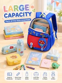XD New Mushroom Pattern Backpack For Kids, Unisex, Lightweight And Minimalist, Suitable For School Or Travel, Lightweight College Student Backpack, Suitable For Daily Commute And Back To School Use - Multicolor - View 4