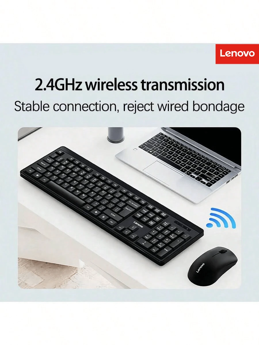 Lenovo KN210 Wireless Keyboard And Mouse Set 2.4G Stable Connection Full-Size Numeric Keypad Silent Buttons For Office, Home And Gaming Use - View 1