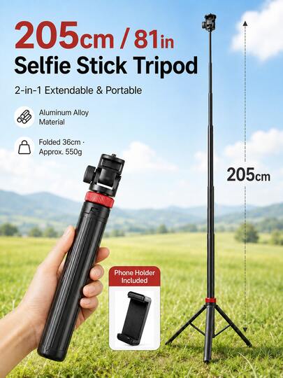 MIAOTU MT-79 Portable Phone Tripod, With 1/4" Screw And Phone Clip For Camera, Ring Light, Smartphone, Aluminum Alloy Selfie Stick Stand, Suitable For Osmo Pocket 3 Mount, Also For Outdoor Photography, Hiking, Live Streaming, Camera Tripod - Travel Essential, Mother's Day Gift