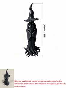 Halloween Tree Root Black Resin Witch Statue, Eerie Gothic Style Small Figurine, Indoor Home Party Haunted House Decor Desktop Ornament - Multicolor - View 12