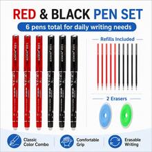 Erasable Gel Pen Set, 6 Pens With 30 Red And Black Ink Refills And 2 Erasers, Smooth Writing Refillable Friction Pens For Students, School, Office, Homework, Notes, Journaling And Daily Writing - Multicolor - View 5
