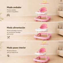 Baby Stroller With Canopy, Convertible High Chair, Adjustable Height - Pink - View 5