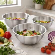 4Pcs/3pcs/1pc Stainless Steel Cooking Mixing Bowl With Scale, Japanese Style Thickened Mixing And Kneading Bowl For Home Use, Egg Beating, Salad, Baking - Silver - View 4