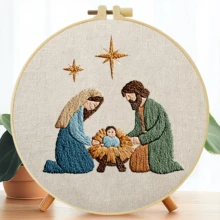 1 pièce pièce 20*20cm/7,9*7,9in,Kit de broderie La naissance d'un enfant, ensemble de broderie fait main DIY pour débutants adultes, cadeau pour la maison, cadeau de couture pour femmes, comprenant le manuel d'utilisation, le tissu à motif imprimé, le cadre de broderie, l'aiguille et le fil. - A - Voir 7