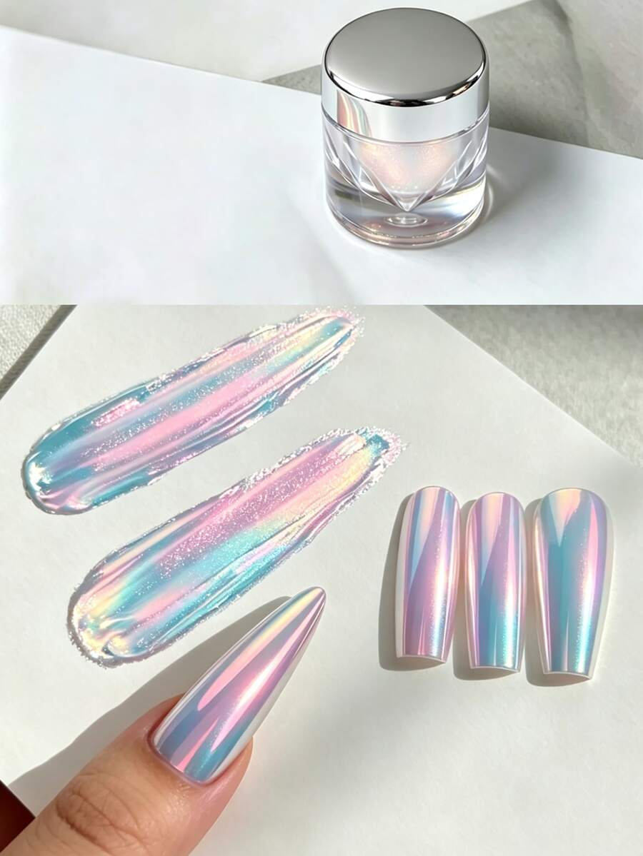 Bubuk Kuku Aurora, Efek Cermin Berubah Warna Seperti Putri Duyung, Dekorasi Seni Kuku Berkilau, Cocok Untuk Penggunaan Salon Profesional Dan DIY - MultiWarna - View 1