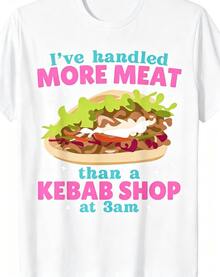 Funny Vintage Kebab Doner T-Shirt, Gift For Turkish Food Lovers, Comfortable Short Sleeves For Summer. - 白色 - 查看 8