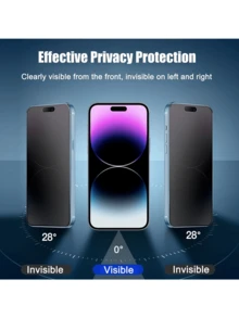 CASECOPS 2Pcs Matte Privacy Tempered Glass Phone Screen Protector, Compatible With IPhone 17 Pro Max/17 Pro/17 Air/17/16 Pro Max/16 Pro/16 Plus/16E/16/15 Pro Max/14/13/12/11 Series, Soft Matte Texture With A Silky Smooth Touch, Full Coverage, Anti-Fingerprint, Anti-Scratch, Compatible Phone Cases - 2Pcs - View 2