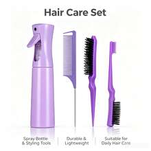 Multifunctional Hair Styling Set, Hollow Massage Comb, Steel Needle Tail Comb, Hair Styling And Braiding Assistant Tools - Purple - View 7