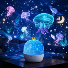 星空海洋波浪投影燈 360°自動旋轉皇冠LED投影燈 柔和助眠燈 浪漫房間裝飾 生日聖誕禮物 適合兒童與成人 - 1PC - 查看 7