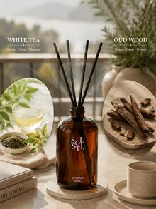 Pengharum Ruangan Reed Diffuser Alami 500ML, Dekorasi Pengharum Ruangan Gaya Kayu, Pengharum Ruangan Elegan, Dekorasi Ruangan Minimalis, Cocok untuk Ruang Tamu, Kamar Mandi, Lorong, Pilihan Hadiah, Aroma Teh Putih dan Oud - Beragam Aroma - View 2