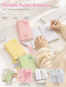 1 Pc Mini Pocket Notebook, Thick Portable Small Memo Pad, Cute Cartoon Blank Journal For Daily Notes, Check-In, Diary, Quick Writing, Students, Doctors, Office, School Supplies & Stationery - Multiple Options Available - View 1