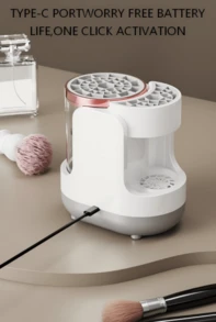Electric Makeup Brush Cleaner, Wash & Dry All-In-One, One-Touch Deep Cleaning/Stain Removal + Air Dry Quick Drying Ready To Use, Gentle On Bristles, USB Powered, Compact & Elegant, Perfect Gift For Girls - Handheld Scrubber - View 9