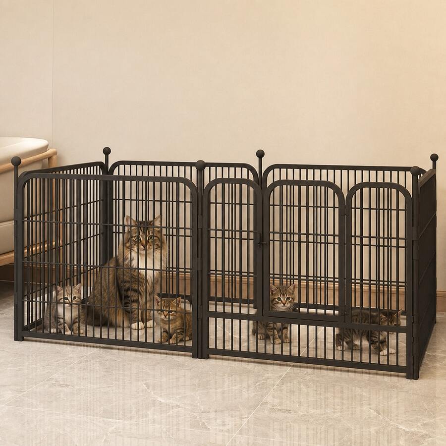 Dog Fence, Pet Dog, Indoor Dog Cage, Small, Medium, Large, Home Use, Teddy, Protective Isolation Fence Type - Black - View 1