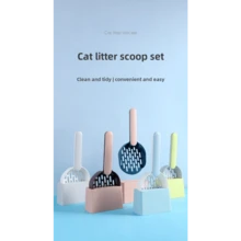 Pet Cat Litter Shovel Set Special Cat Litter Filter Artifact Matching Base Fine Hole Cat Shovel Cleaning Pet Supplies - Blue and White - View 5