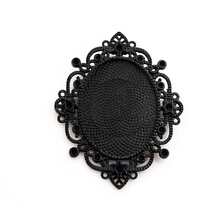 2pcs 30x40mm Inner Size Black Alloy Metal Oval Pendant Cabochons Blank Base Setting Bezel Tray DIY Jewelry Making Accessories - Black - View 4