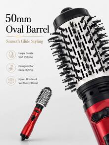 GENAI Sikat Penata Rambut Udara Panas 3-in-1, Sikat Pengering Rambut yang Dapat Diganti dengan 2 Kepala Sikat yang Dapat Diganti, Diameter 50mm untuk Rambut Bervolume, Alat Penata Rambut Serbaguna untuk Mengeringkan, Meluruskan, dan Mengeriting Rambut - MultiWarna - View 4