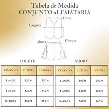 Conjunto Alfaiataria Infantil Menina Shorts e Colete Moda Infantil Dia das Crianças com Embalagem para Presente - Bege - Visão 4