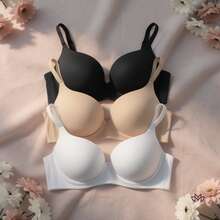 Set Of 3 Reinforced Bras With Padded Cups For Support, Style And Comfort - Black, White And Beige - 彩色 - 查看 1