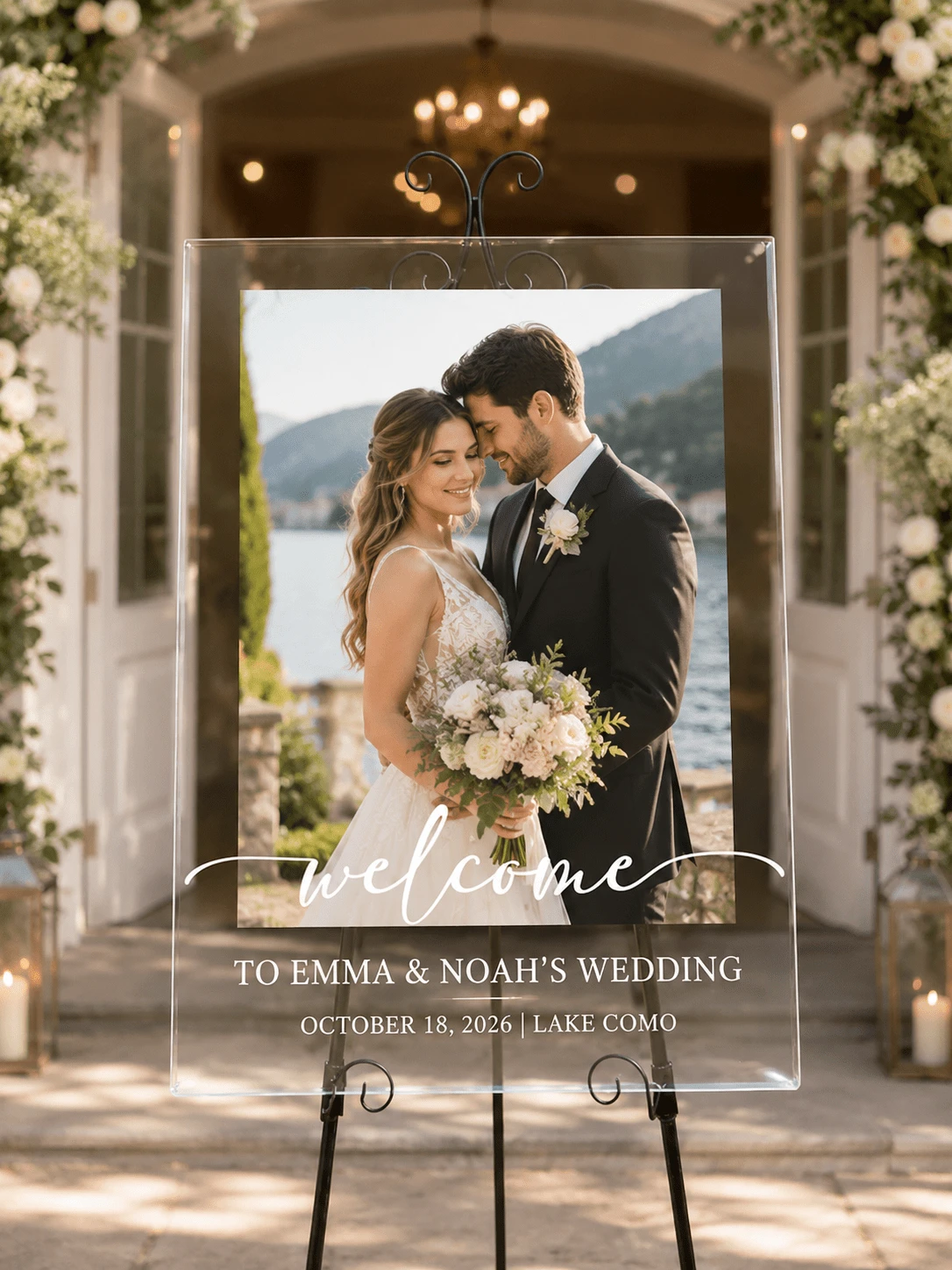 Photo Wedding Welcome Sign, Wedding Rehearsal Sign, Modern Wedding Sign, Acrylic Welcome Sign, Wedding Photo Sign, Welcome To Our Wedding - Multicolor - View 1