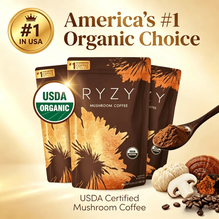 Mushroom Coffee – USDA Organic Instant Coffee With 6 Adaptogenic Mushrooms (Cordyceps, Lion's Mane, Turkey Tail) & MCT Oil – Boost Energy, Focus, Digestion & Immunity – 30 Servings, Made In USA - 3pack - 查看 1
